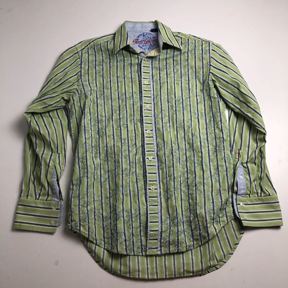 Robert Graham Striped Dress Shirt Cotton Medium